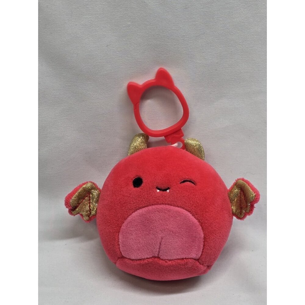Squishmallows 3.5” KARLIE the Red Devil Bat Clip On Halloween Plush